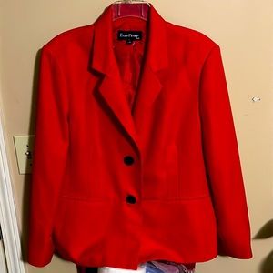 Red blazer with black buttons
